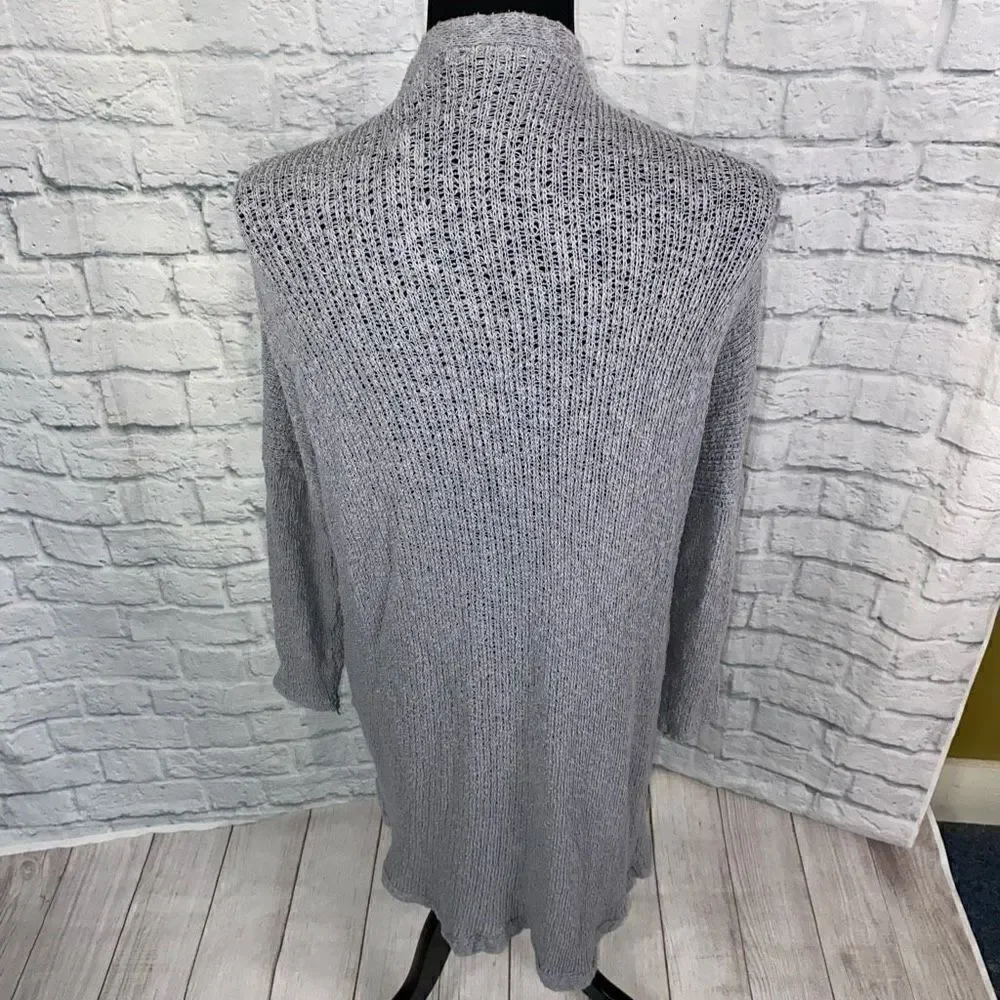 Say what women S cotton blend grey open front knit long cardigan